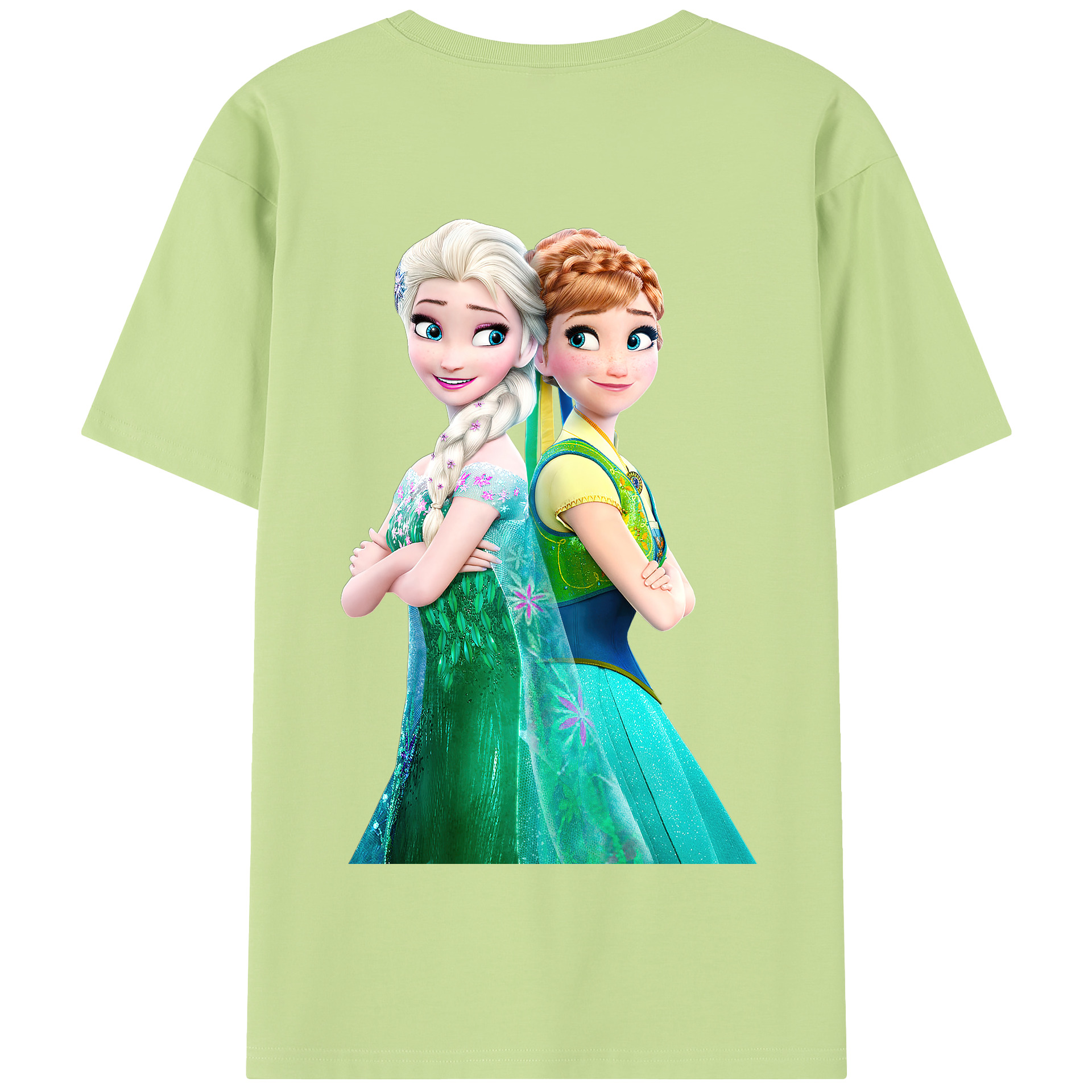 （画像用） アナと雪の女王 アンナ エルサ Frozen Anna Elsa 綿100％半袖Tシャツ（背面プリント）